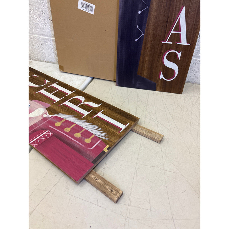 Glitzhome 60"H Wooden Christmas Nutcracker Porch Sign, Holiday Decorations