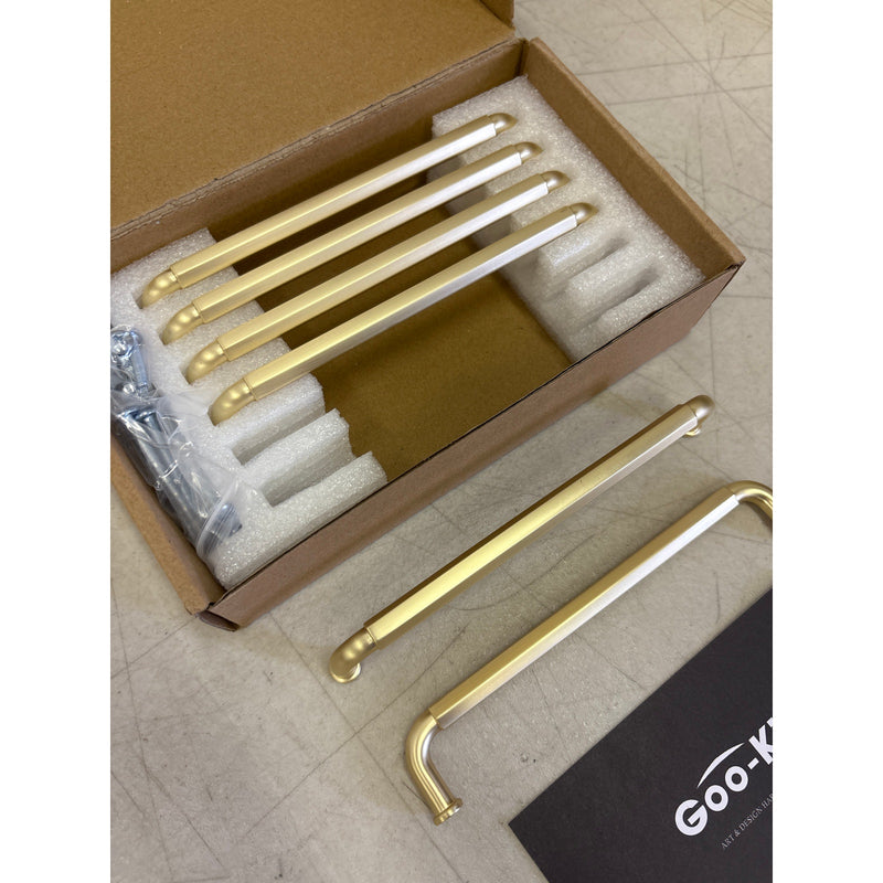 Goo-Ki 6 Pack 6-1/4" Hole Center Cabinet Pulls Light Brushed Brass, Hardware