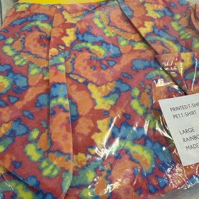 Koolaburra UGG Printed Pet T-Shirt for Dog 17-18" Collar, Rainbow Tie-Dye Large