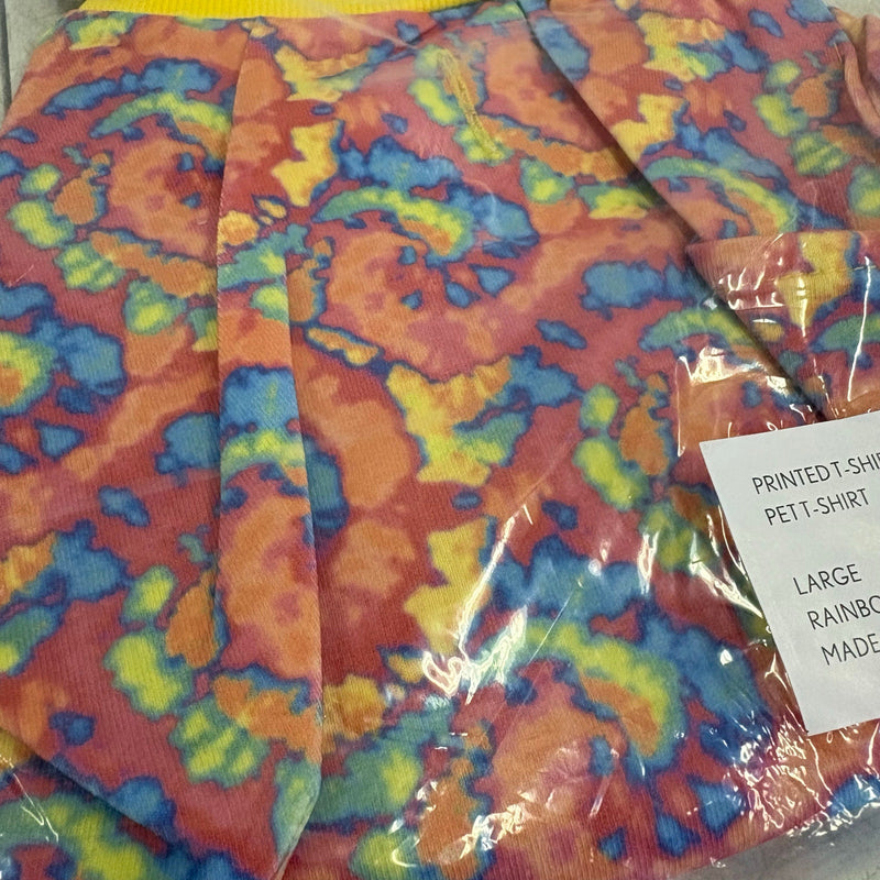 Koolaburra UGG Printed Pet T-Shirt for Dog 17-18" Collar, Rainbow Tie-Dye Large