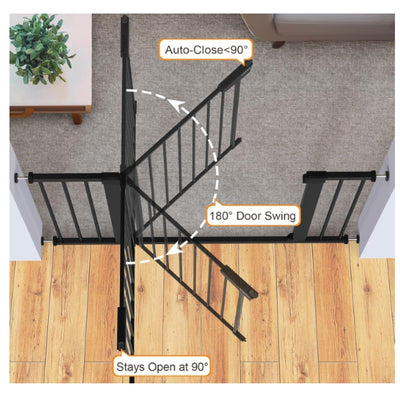 Cumbor 29.7-46" Wide Baby Gate Self Closing Dog Gate Pressure Mounted - Black