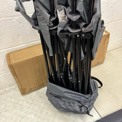 Portable 2-Person Folding Chair with Removable Umbrella, Center Storage - Gray