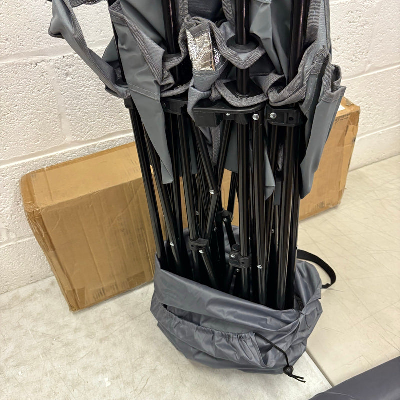 Portable 2-Person Folding Chair with Removable Umbrella, Center Storage - Gray