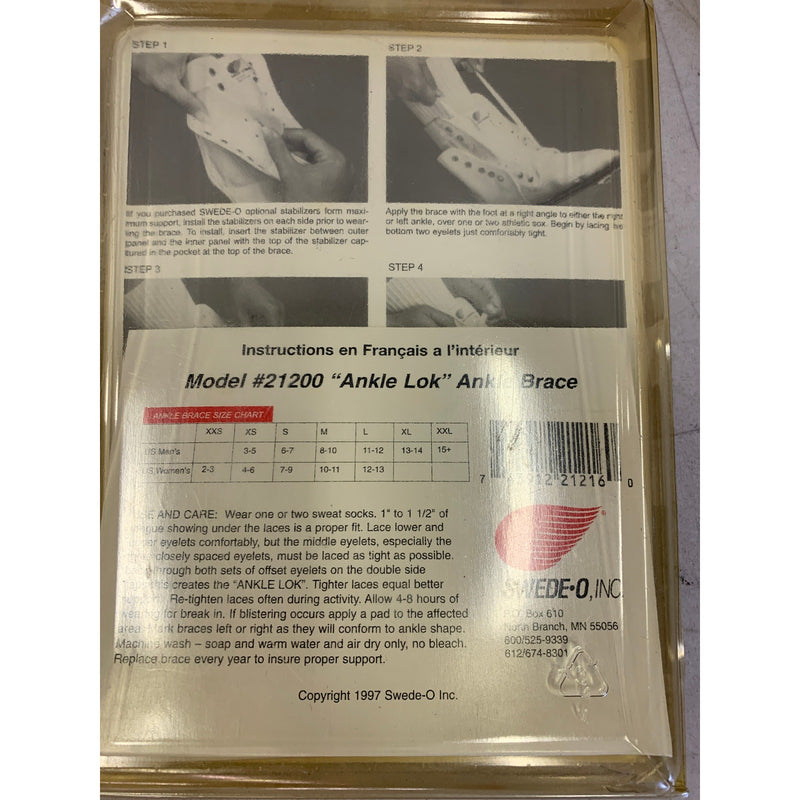 Swede-O Ankle Lok Support with Knit Tongue, XX Large Ankle Brace Black Sprain