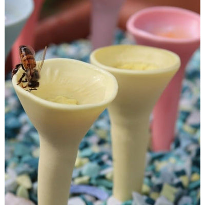 Bee Cups Pollinator Feeder Set, 5 Colorful Resin Water Cups with Feeding Tool