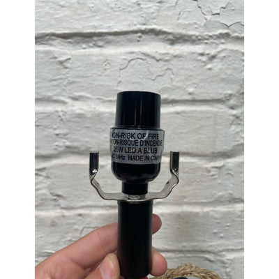 Cinkeda 23.5" USB Table Lamp w Linen Lampshade, Lightbulb Included Brown Rattan