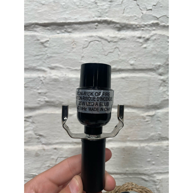 Cinkeda 23.5" USB Table Lamp w Linen Lampshade, Lightbulb Included Brown Rattan