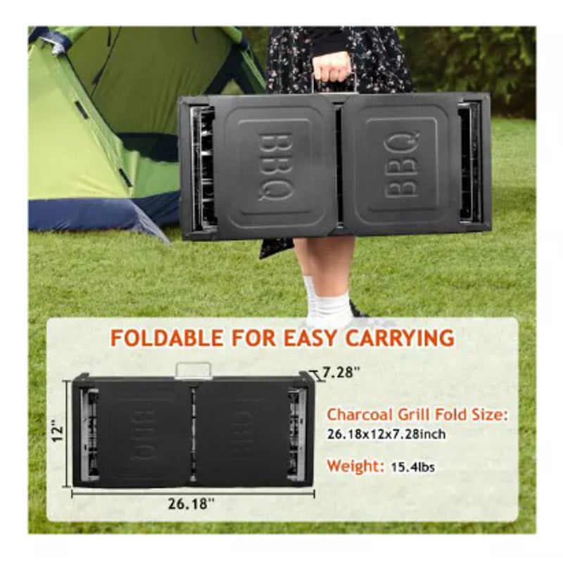 Karl Home Portable Charcoal Grill For Outdoor BBQ With Carrying Bag - Black