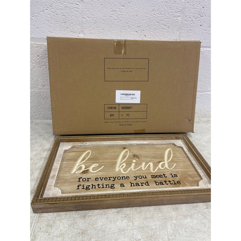 HONCOEN Wooden Wall Decor Be Kind Art Home Indoor Figurine Crafts 21x12inch