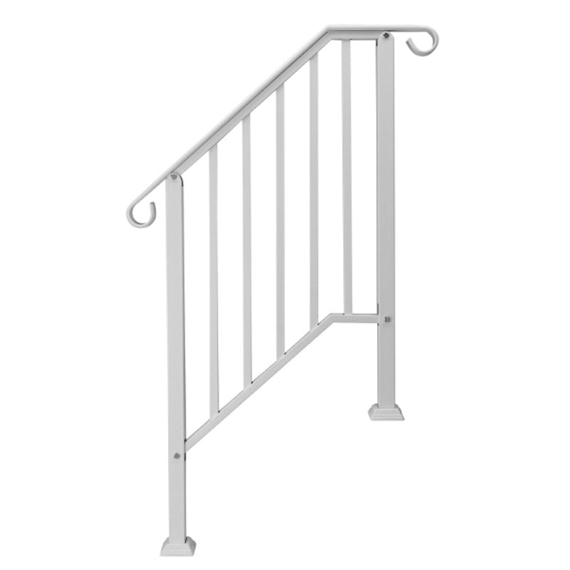 UBesGoo 2-Steps Stair Rail Matte White Wrought Iron Handrail for Outdo ...