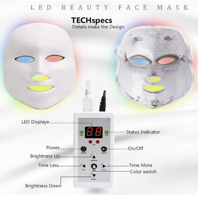Blue Red Light Therapy Mask for Face, 7 Colors LED Face Mask Light Therapy