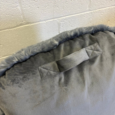 Faux Fur Plush Backrest Pillow, 35"W x 20"H, Reading Pillow Soft - Gray w Spots