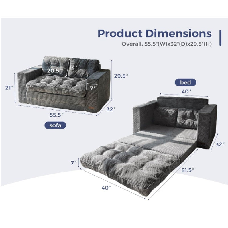 MAXYOYO Convertible Sofa Bed Pull Out Loveseat Sleeper Sofa 2in1 Folding Couch