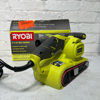 RYOBI 6 Amp Corded 3 in.W x 18 in.L Portable Belt Sander, 820 FRM, Low Profile