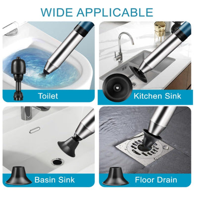 High Pressure Electric Pipe Dredger Plunger Blaster Rechargeable w Attachments