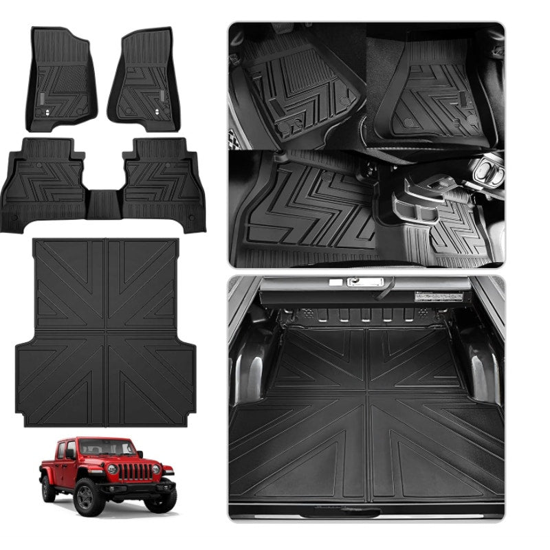 Utiiy Truck Bed Mat with Floor Mat Compatible with 2019-2024 Jeep Gladiator JT
