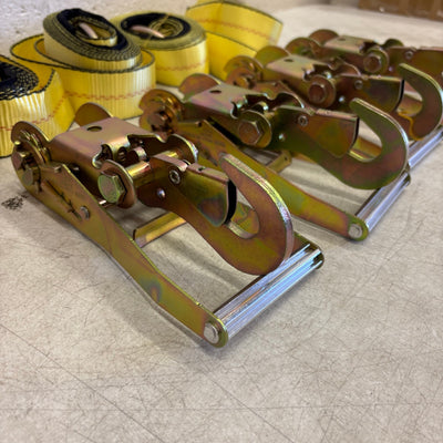 Waltyotur 4 Pcs Auto Lanyard Ratchet Straps 2 x 96 Classic Yellow 3300 LB CAP