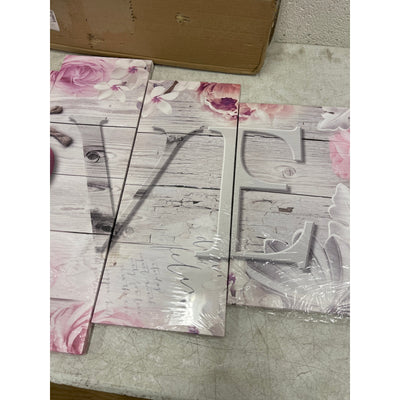 Pink LOVE Canvas Wall Art Home Decor Canvas Print, 5 Piece Ready to Hang