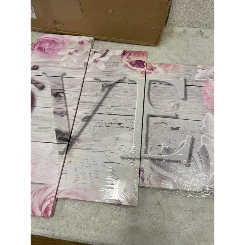 Pink LOVE Canvas Wall Art Home Decor Canvas Print, 5 Piece Ready to Hang