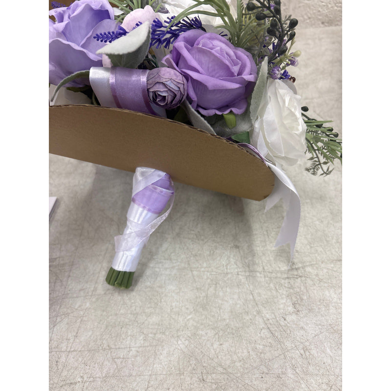 12 Inch Cascade Wedding Bouquet for Bride, Purple & Lavender Bridal Bouquet