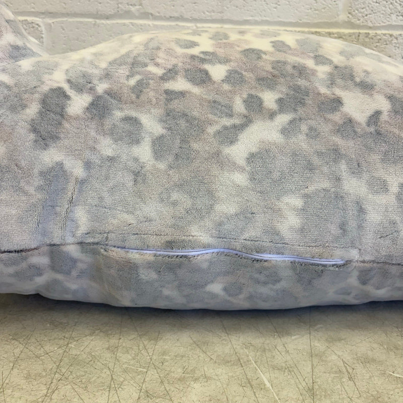 UGG Plush Backrest Pillow, 36"Wx17"H Reading Pillow White w Faded Cheetah Design