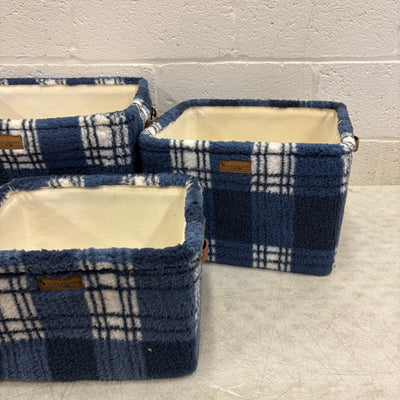 Koolaburra by Ugg 3 Piece Storage Set Soft Fuzzy Baskets Home Organization, Blue