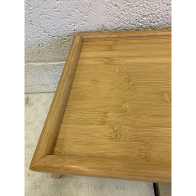 ZJYOUZHU Bamboo Tray Table with Folding Legs, Food Tray, TV Table, Brown