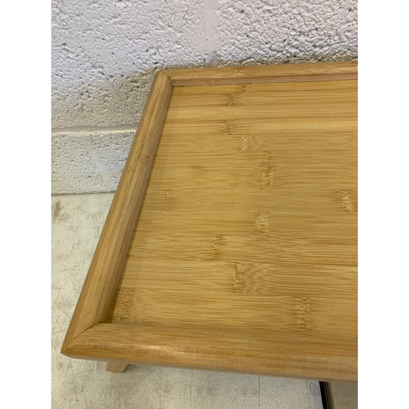 ZJYOUZHU Bamboo Tray Table with Folding Legs, Food Tray, TV Table, Brown