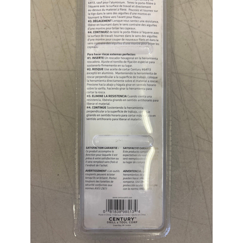 Century Drill Solid Die Stock 1-7/16 Inch Zinc Alloy Cast, 11.5" Long - 98513