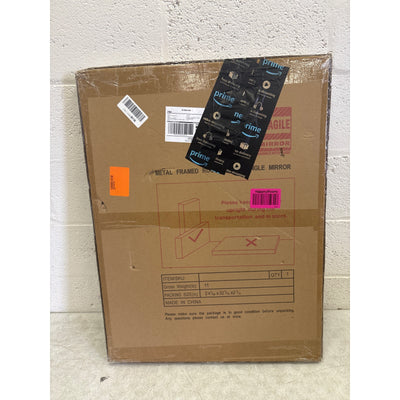 CLBA Matte Gold Mirror 22x30" Rounded Rectangle Aluminum Alloy Framed Vanity