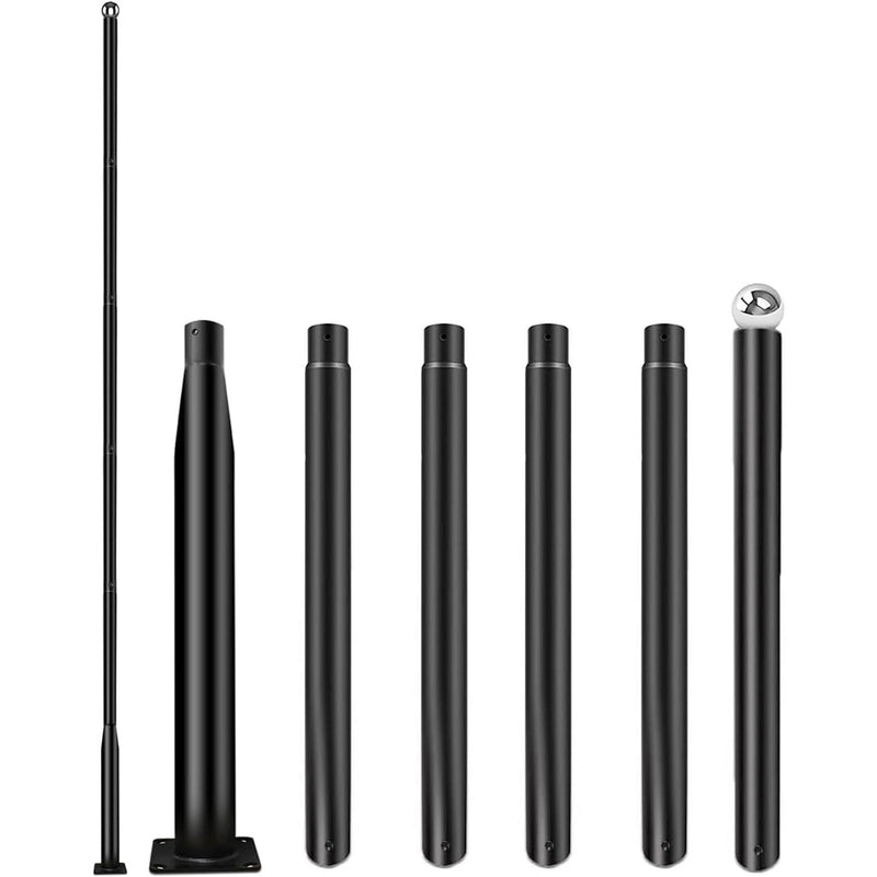 20ft Light Pole Adjustable Metal Post with Mounting Rebar Cage, Black, Pole ONLY