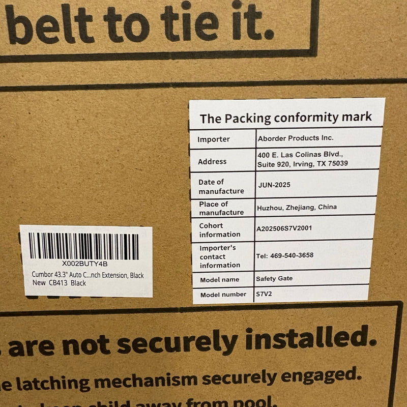 Cumbor 29.7-46" Wide Baby Gate Self Closing Dog Gate Pressure Mounted - Black