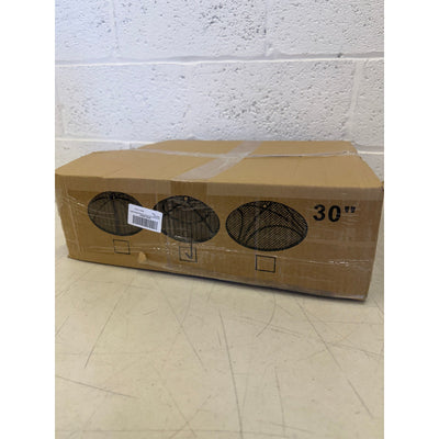 Fire Pit Spark Screen, 30in, Stainless Steel Outdoor with Handle & Poker