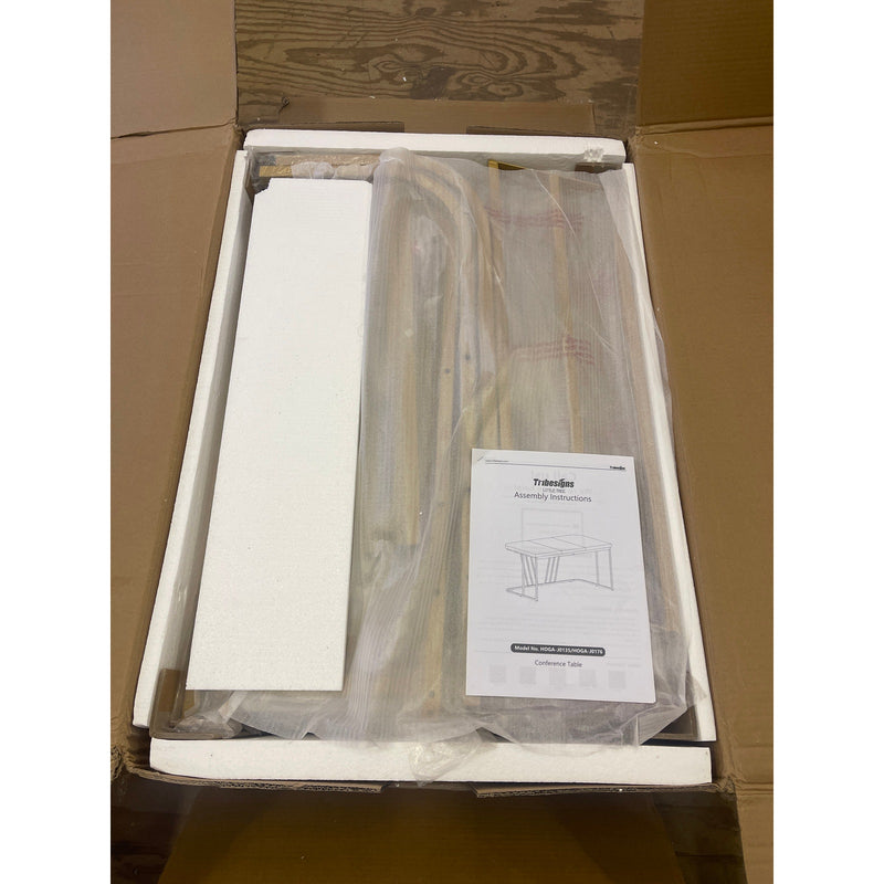 Tribesigns 63" Executive Desk Computer Office Desk Gold Metal Frame White Top