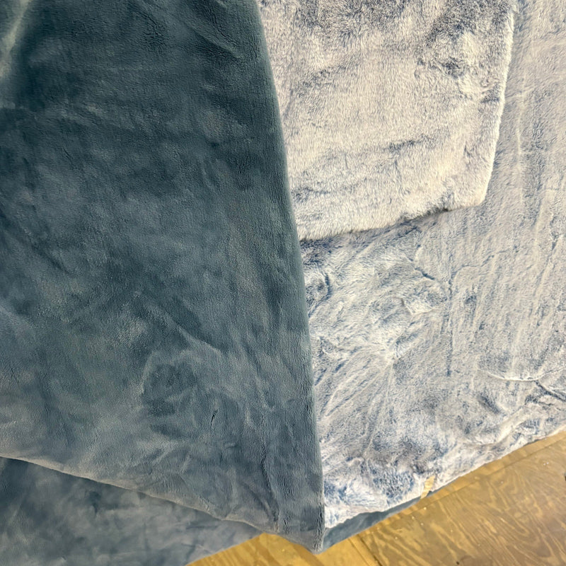 UGG Twin Comforter Set w 1 Pillow Sham, Extra Soft & Fuzzy, Reversible - Blue