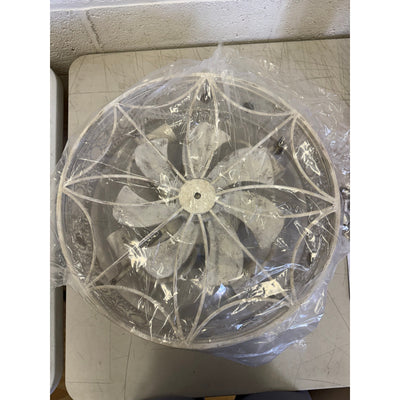 Vivlite Vintage Ceiling Light & Fan w Remote, 18" Flush Mount Antique White