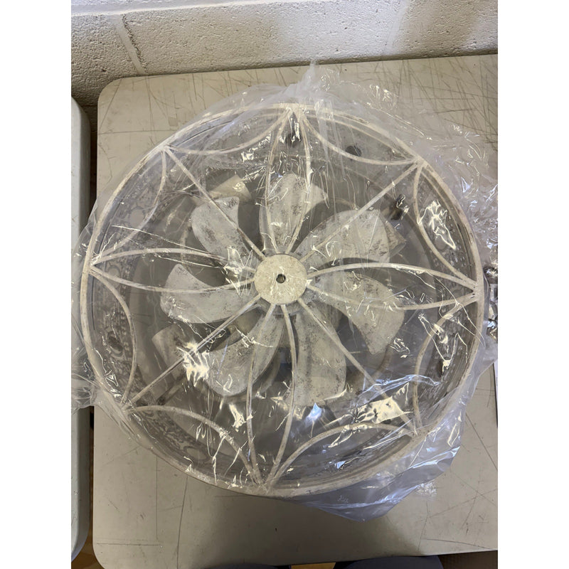 Vivlite Vintage Ceiling Light & Fan w Remote, 18" Flush Mount Antique White