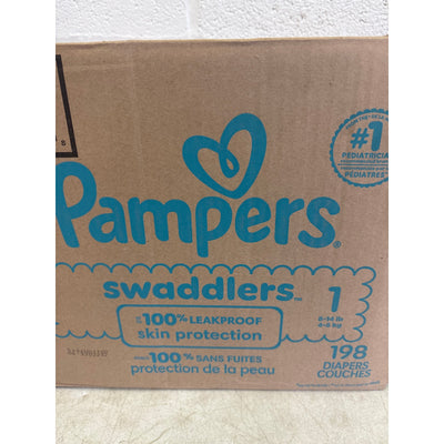 Pampers Baby Diapers Swaddlers, Size 1, 198 Count Ultra Absorbent Disposable