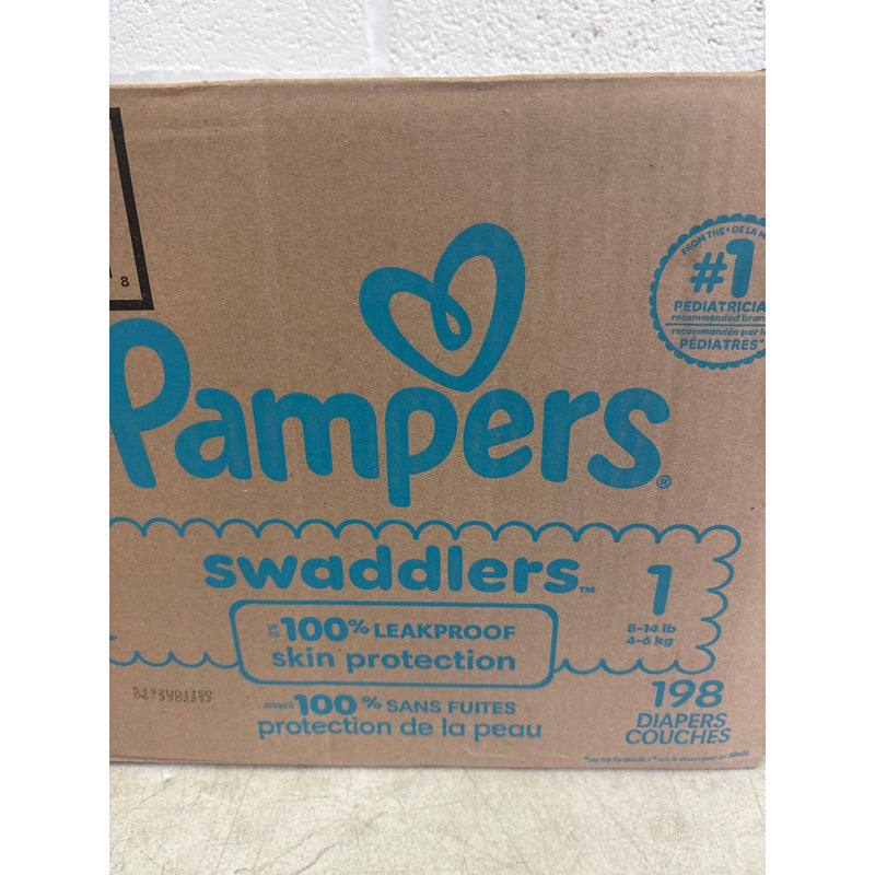 Pampers Baby Diapers Swaddlers, Size 1, 198 Count Ultra Absorbent Disposable