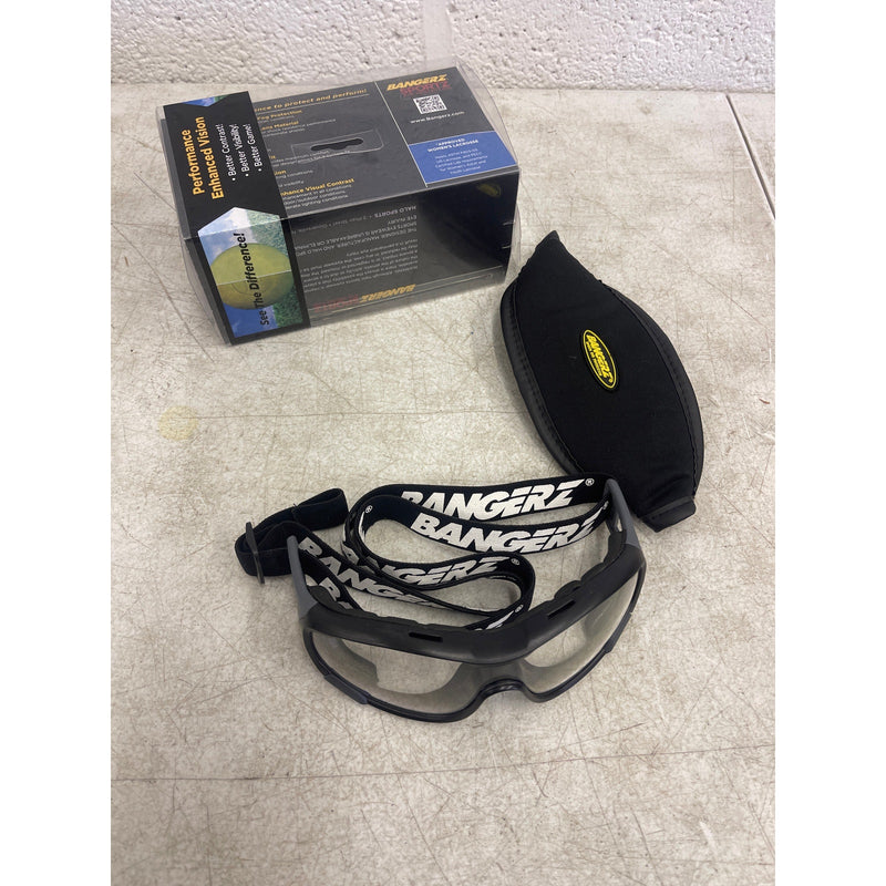 Bangerz Sports Eye Protection HS-Elite PERMANENT AntiFog Black Frame, Clear Lens