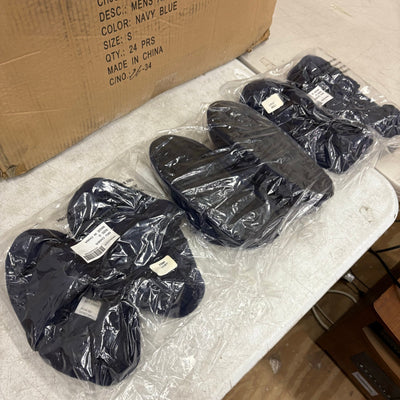 LOT-OF-24 Men's Adjustable Strap Slippers SMALL, Memory Foam, Rubber Bottom Blue