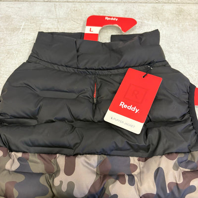 Dog Lightweight Reflective Puffer Vest Camouflage Navy, Reddy Size L For 17"-19"