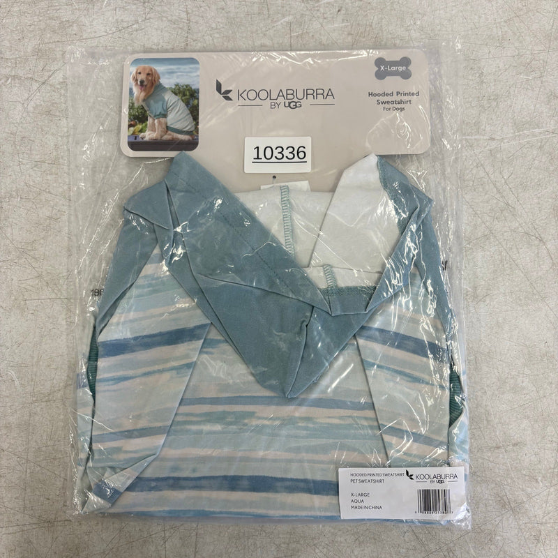 Koolaburra by UGG Pet Hooded Sweatshirt Dog Jacket- 20-21" Collar, Aqua - XL