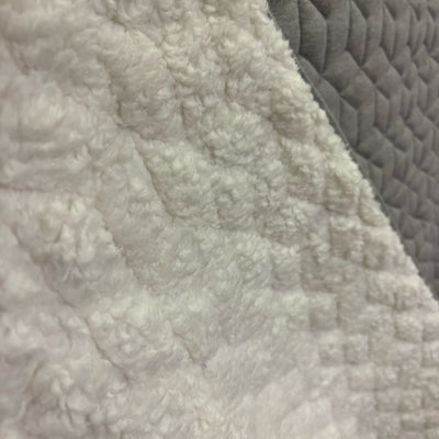 Queen Comforter, Reversible Plush Blanket w Diamond Stitching Design Gray, White