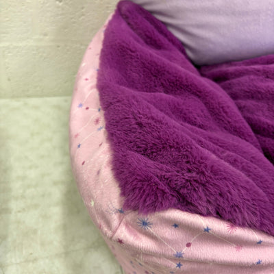 Bean Bag Chair Comfy Plush Kids Furniture, Pink & Purple Crown & Stars Design