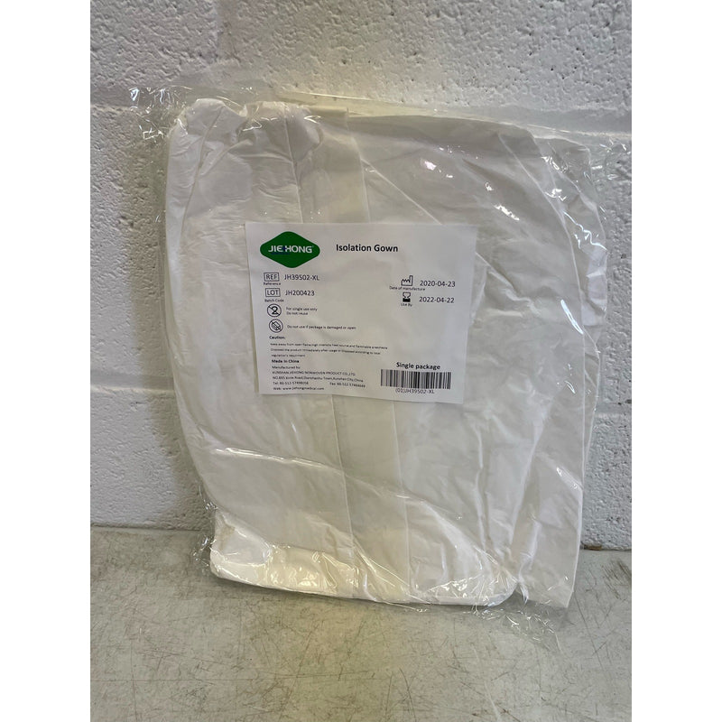 (White 20 Pack) Disposable Isolation Gown with Elastic Knit Cuffs SIZE XL