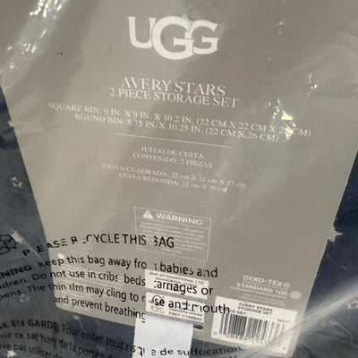 UGG Avery Stars 2-Piece Storage Square Bin & Round Waste Bin, Soft Fuzzy - Blue