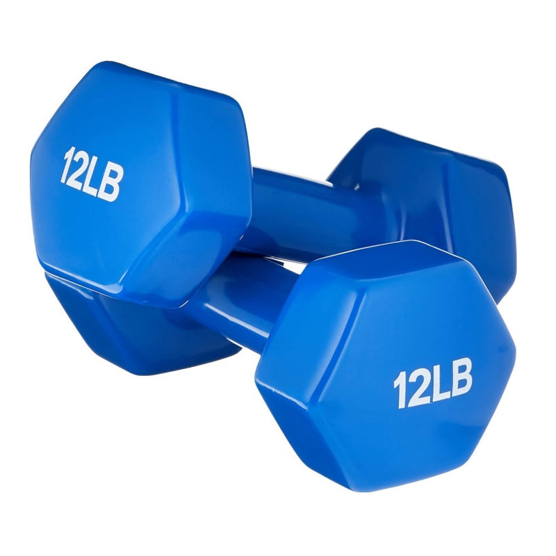 Set-of-2 12-lb Amazon Basics Vinyl Coated Dumbbell Hand Weights, Alloy Steel Vinyl