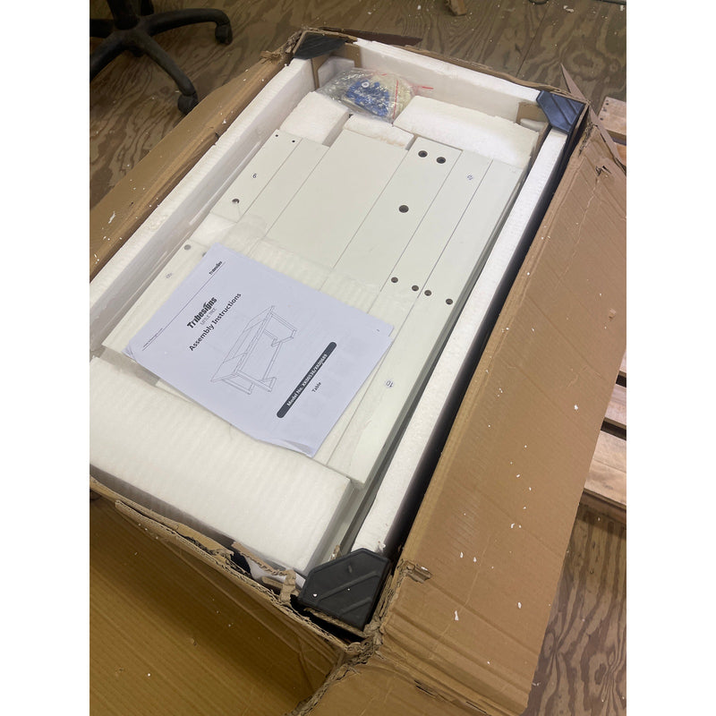 Tribesigns 63" Office Desk Writing Table w Solid Wood Legs & Desktop White