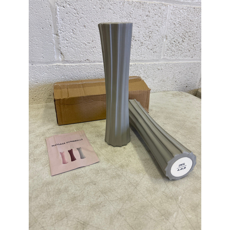 Set-of-2, 4.4-lb Yoga Foam Shaft Roller Dumbbell Hand Weights, Soft - Gray